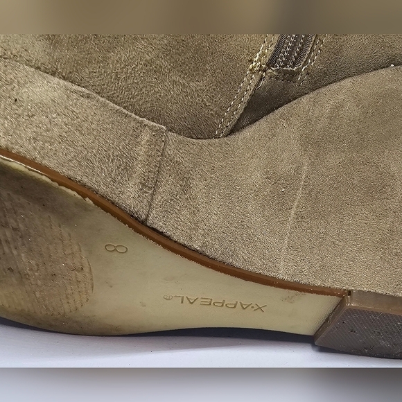 Xappeal Women's Taupe Suede Wedge Booties Size 8 - Picture 6 of 9